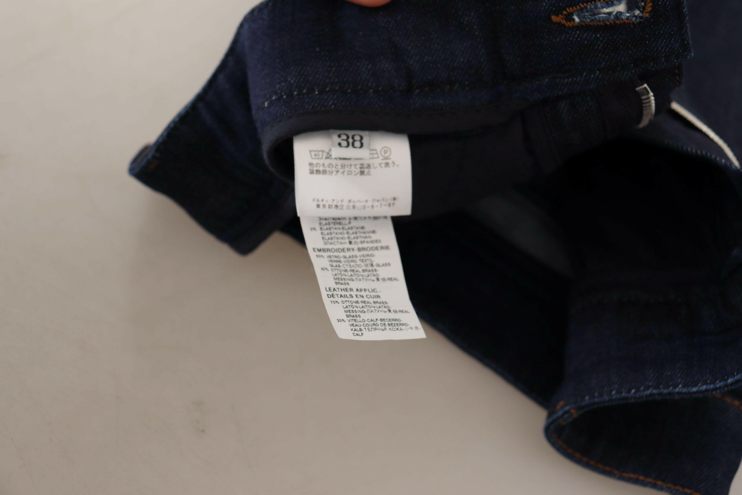 Dolce & Gabbana Blue Denim Stretch Crystal Hot Pants Shorts -   -  Dolce & Gabbana. Dolce & Gabbana Blue Denim Stretch Crystal Hot Pants Shorts -   -  Dolce & Gabbana.