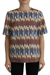 Dolce & Gabbana White Pencil Print Cotton T-shirt Blouse -   -  Dolce & Gabbana.