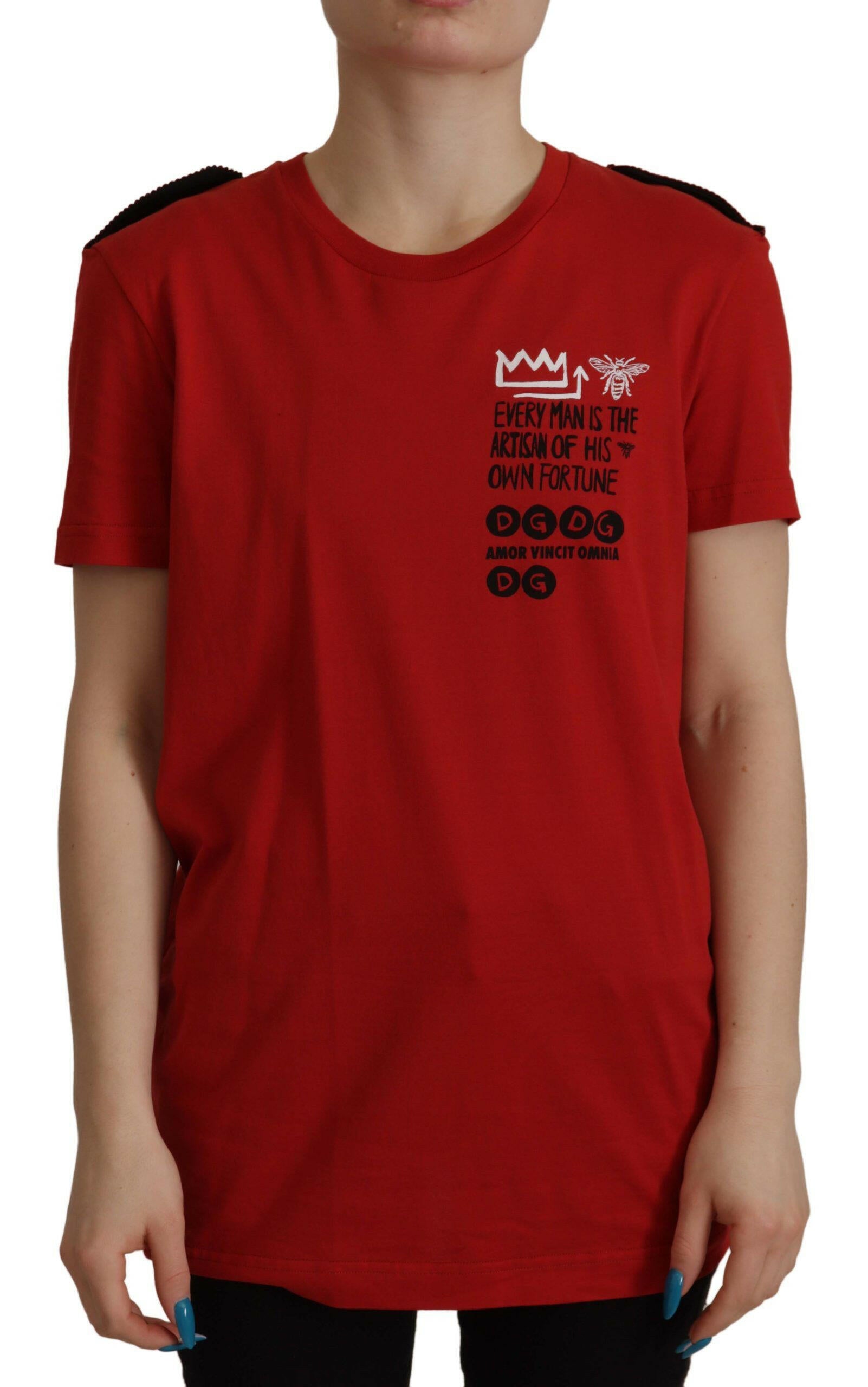 Dolce & Gabbana Red Amor Vincit Omnia Crewneck T-shirt -   -  Dolce & Gabbana.