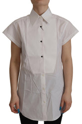 Dolce & Gabbana White Sleeveless Tuxedo Formal Blouse Top -   -  Dolce & Gabbana.