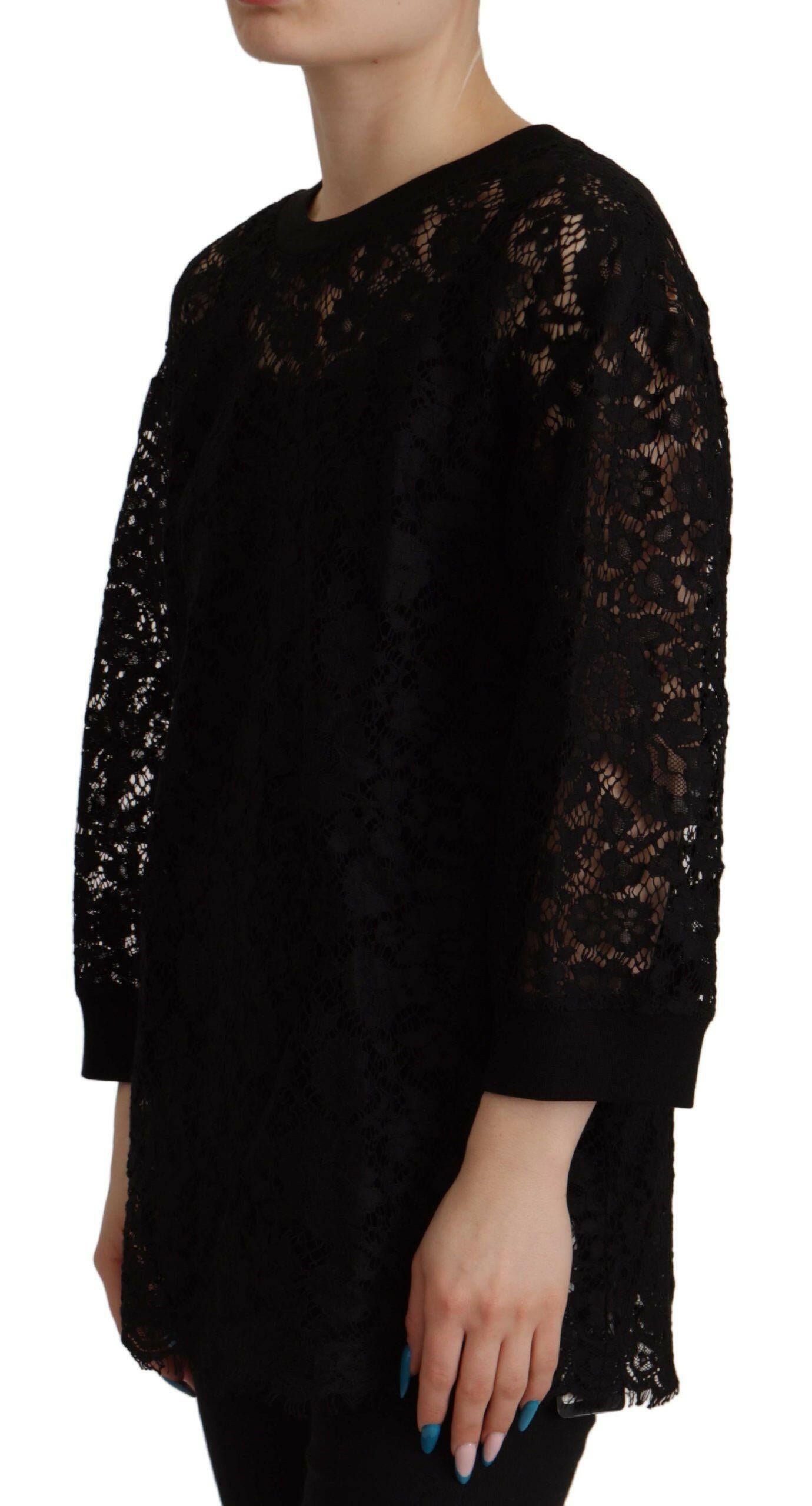 Dolce & Gabbana Black Floral Lace Pullover Sicily Blouse -   -  Dolce & Gabbana. Dolce & Gabbana Black Floral Lace Pullover Sicily Blouse -   -  Dolce & Gabbana.