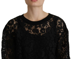 Dolce & Gabbana Black Floral Lace Pullover Sicily Blouse -   -  Dolce & Gabbana.