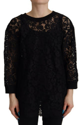 Dolce & Gabbana Black Floral Lace Pullover Sicily Blouse -   -  Dolce & Gabbana.