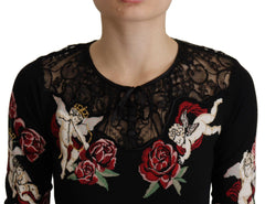 Dolce & Gabbana Black Lace Angel Roses Cardigan Sweater -   -  Dolce & Gabbana.