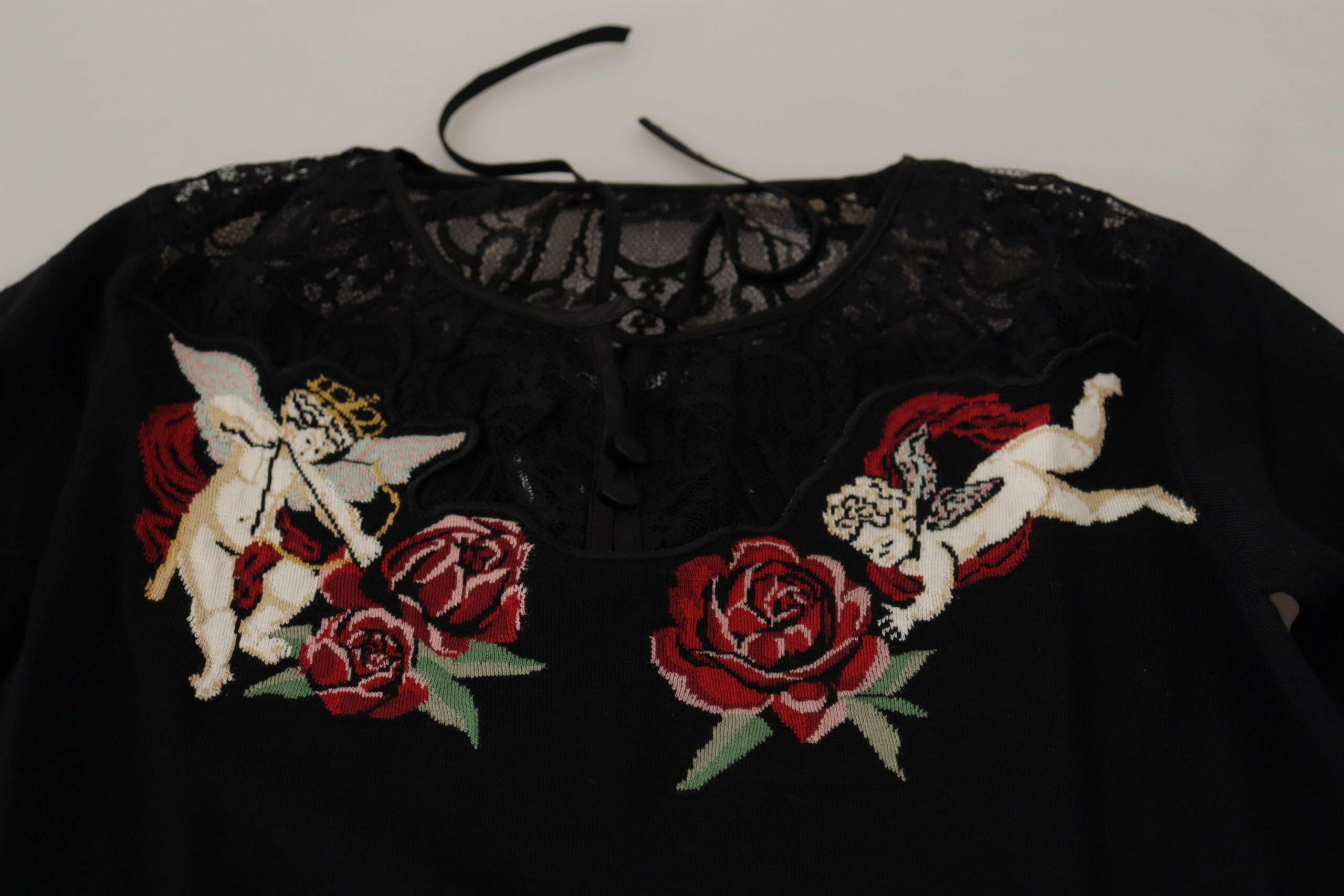 Dolce & Gabbana Black Lace Angel Roses Cardigan Sweater -   -  Dolce & Gabbana. Dolce & Gabbana Black Lace Angel Roses Cardigan Sweater -   -  Dolce & Gabbana.