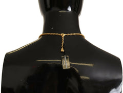Dolce & Gabbana Gold Rose Love Crystal Charm Chain Necklace -   -  Dolce & Gabbana.