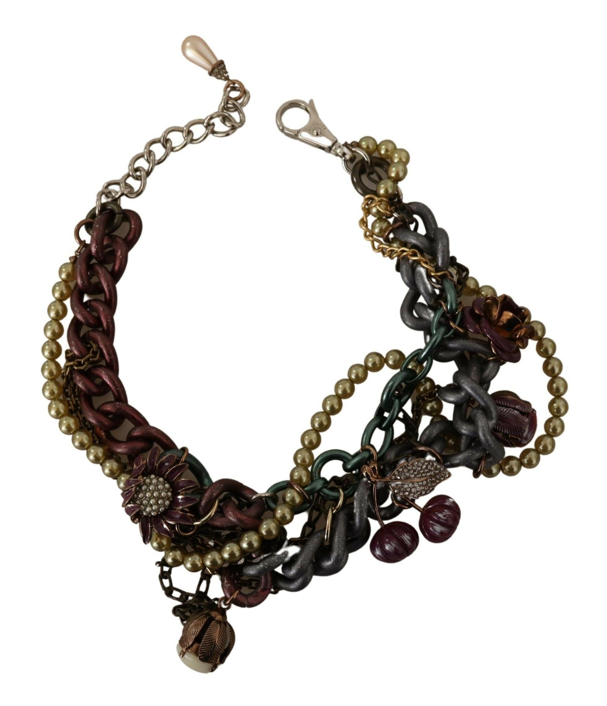 Dolce & Gabbana Gold Brass Sicily Floral Crystal Statement Necklace -   -  Dolce & Gabbana. Dolce & Gabbana Gold Brass Sicily Floral Crystal Statement Necklace -   -  Dolce & Gabbana.