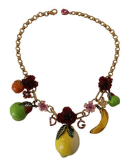 Dolce & Gabbana Gold Brass Sicily Fruits Roses Statement Necklace -   -  Dolce & Gabbana.