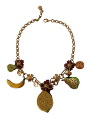 Dolce & Gabbana Gold Brass Sicily Fruits Roses Statement Necklace -   -  Dolce & Gabbana.