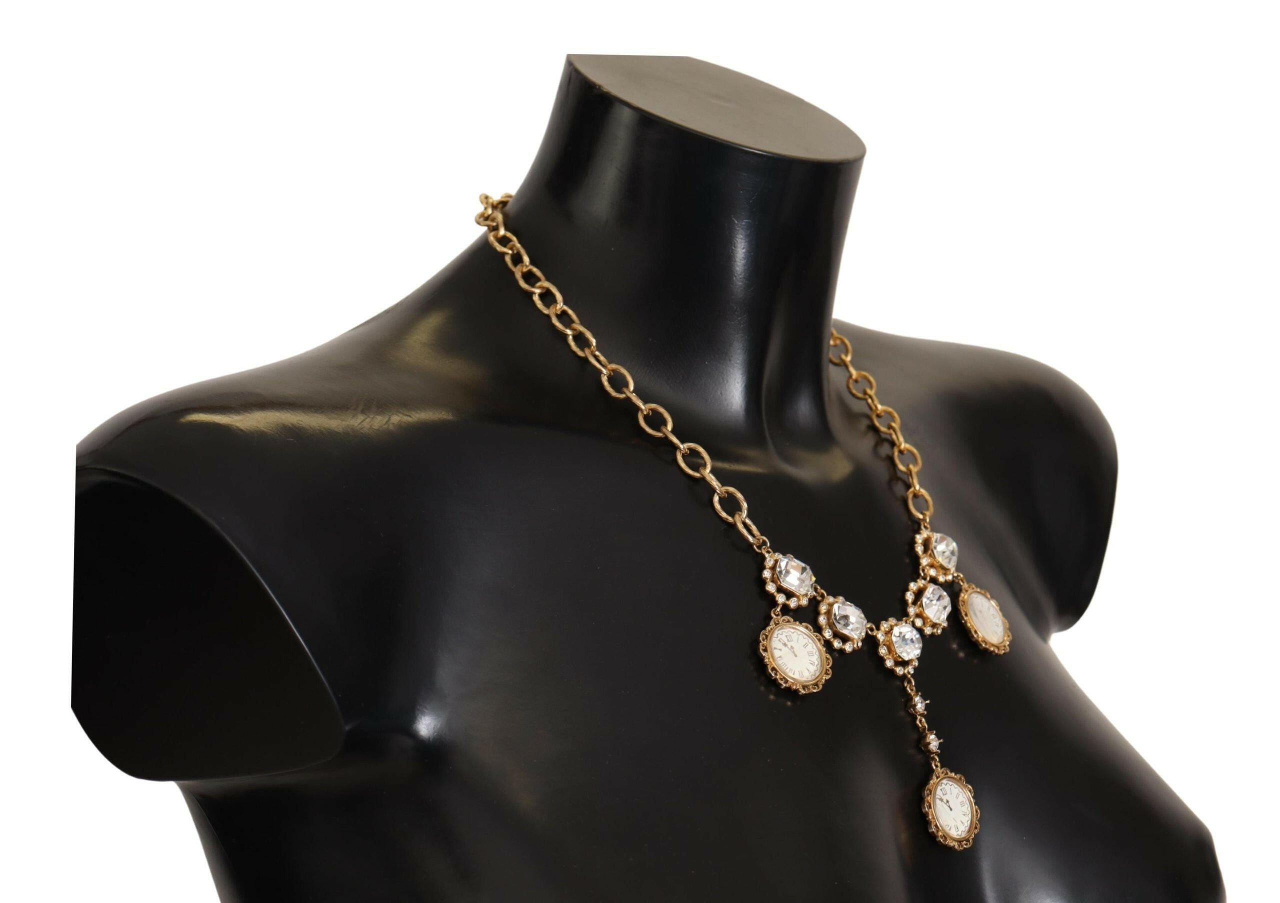 Dolce & Gabbana Gold Clock Statement Crystal Chain Necklace -   -  Dolce & Gabbana. Dolce & Gabbana Gold Clock Statement Crystal Chain Necklace -   -  Dolce & Gabbana.