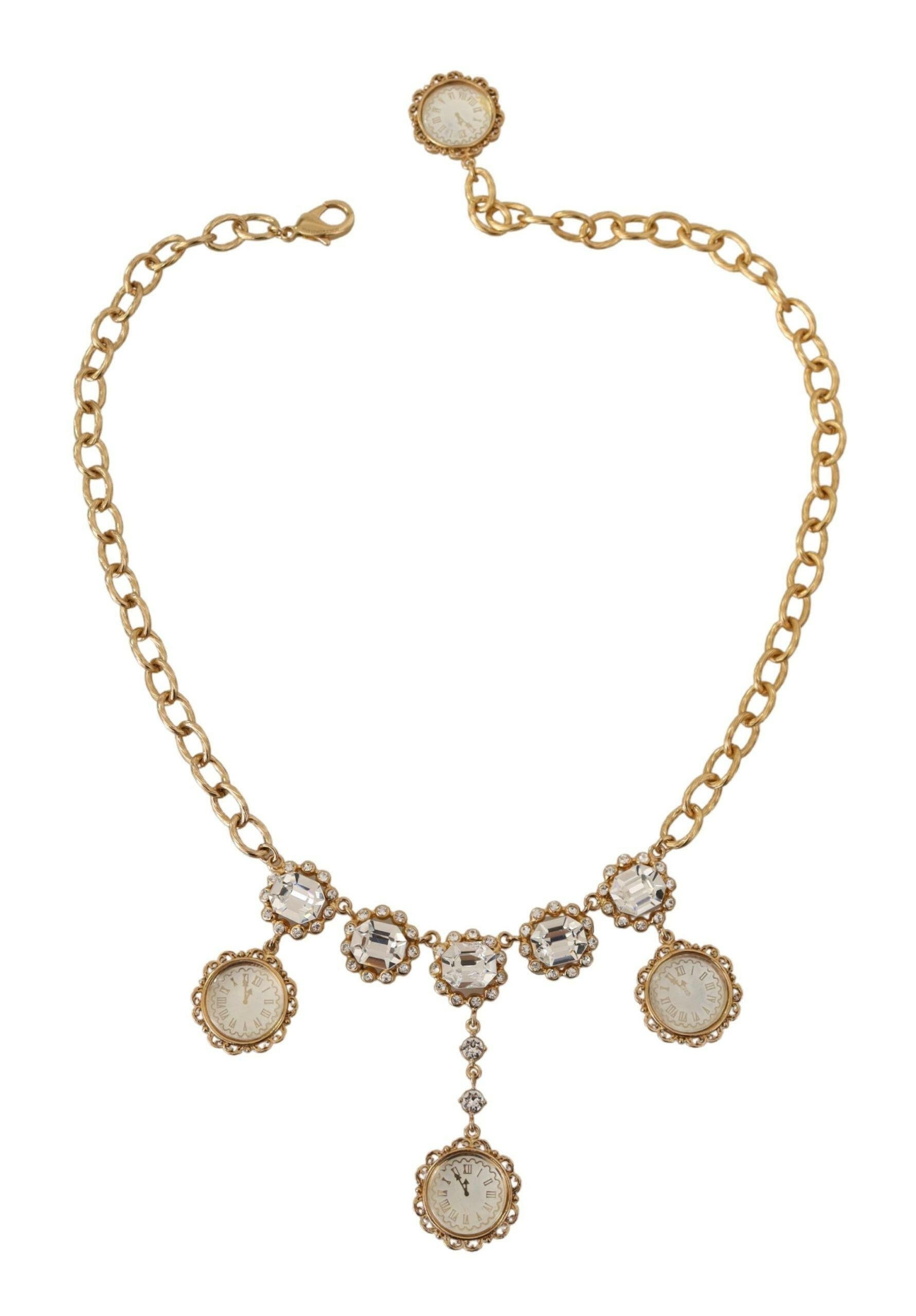 Dolce & Gabbana Gold Clock Statement Crystal Chain Necklace -   -  Dolce & Gabbana. Dolce & Gabbana Gold Clock Statement Crystal Chain Necklace -   -  Dolce & Gabbana.