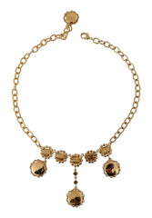 Dolce & Gabbana Gold Clock Statement Crystal Chain Necklace -   -  Dolce & Gabbana.