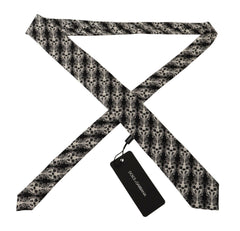 Dolce & Gabbana Black White Flower 100% Silk Print Adjustable Accessory Tie -  Neckties, Men -  Dolce & Gabbana.