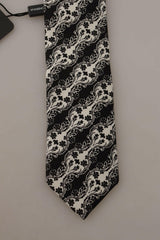 Dolce & Gabbana Black White Flower 100% Silk Print Adjustable Accessory Tie -  Neckties, Men -  Dolce & Gabbana.