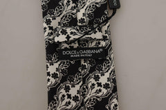 Dolce & Gabbana Black White Flower 100% Silk Print Adjustable Accessory Tie -  Neckties, Men -  Dolce & Gabbana.