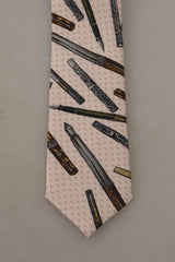 Dolce & Gabbana Pink Pen Dots Print 100% Silk Adjustable Neck Accessory Tie -  Neckties, Men -  Dolce & Gabbana.