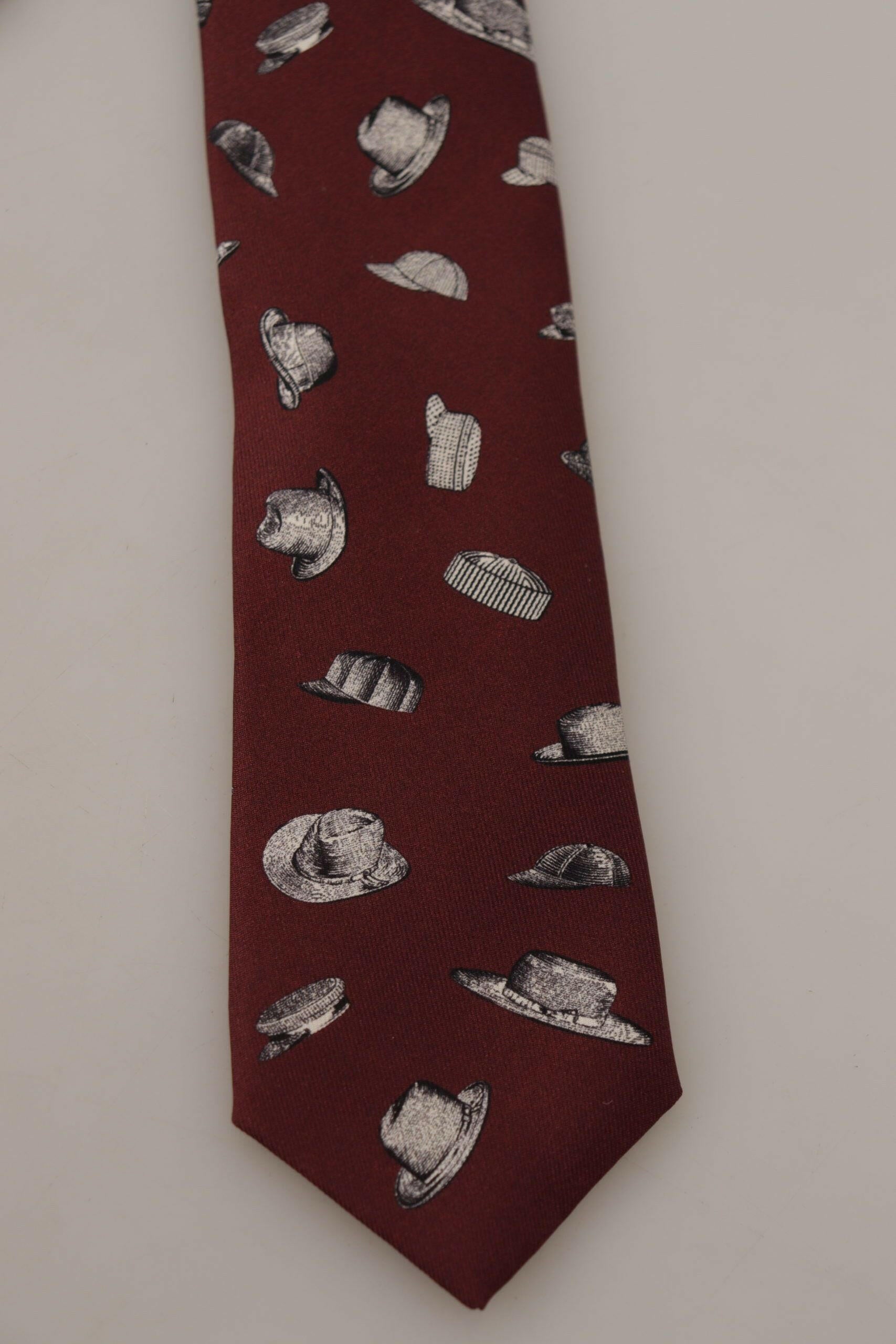 Dolce & Gabbana Maroon Hat Pattern 100% Silk Adjustable Accessory Tie -  Neckties, Men -  Dolce & Gabbana. Dolce & Gabbana Maroon Hat Pattern 100% Silk Adjustable Accessory Tie -  Neckties, Men -  Dolce & Gabbana.