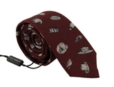 Dolce & Gabbana Maroon Hat Pattern 100% Silk Adjustable Accessory Tie -  Neckties, Men -  Dolce & Gabbana.