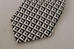 Dolce & Gabbana Black White Geometric 100% Silk Adjustable Accessory Tie -  Neckties, Men -  Dolce & Gabbana.