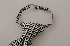 Dolce & Gabbana Black White Geometric 100% Silk Adjustable Accessory Tie -  Neckties, Men -  Dolce & Gabbana.