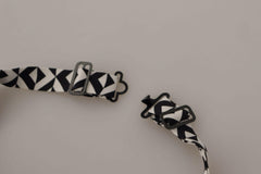 Dolce & Gabbana Black White Geometric 100% Silk Adjustable Accessory Tie -  Neckties, Men -  Dolce & Gabbana.