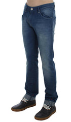 Acht Blue Wash Denim Cotton Stretch Slim Fit Jeans -   -  Acht.