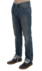 Acht Blue Wash Cotton Denim Regular Fit Jeans -   -  Acht.