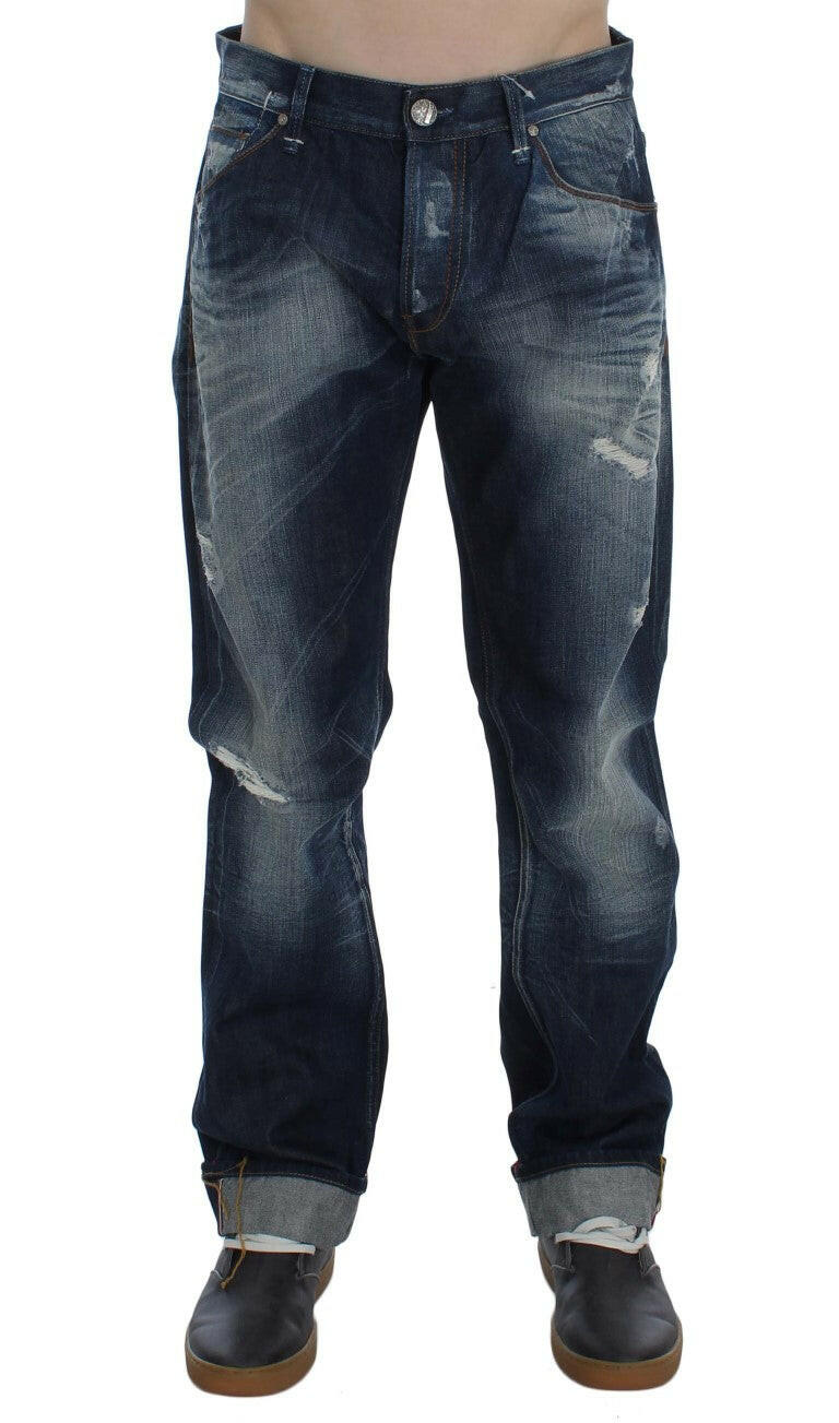 Acht Blue Wash Cotton Denim Regular Fit Jeans -   -  Acht.