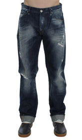Acht Blue Wash Cotton Denim Regular Fit Jeans -   -  Acht.