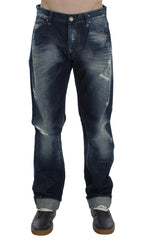 Acht Blue Wash Cotton Denim Regular Fit Jeans -   -  Acht.
