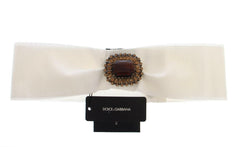 Dolce & Gabbana White Crystal Brass Wide Waist Runway Belt -   -  Dolce & Gabbana.