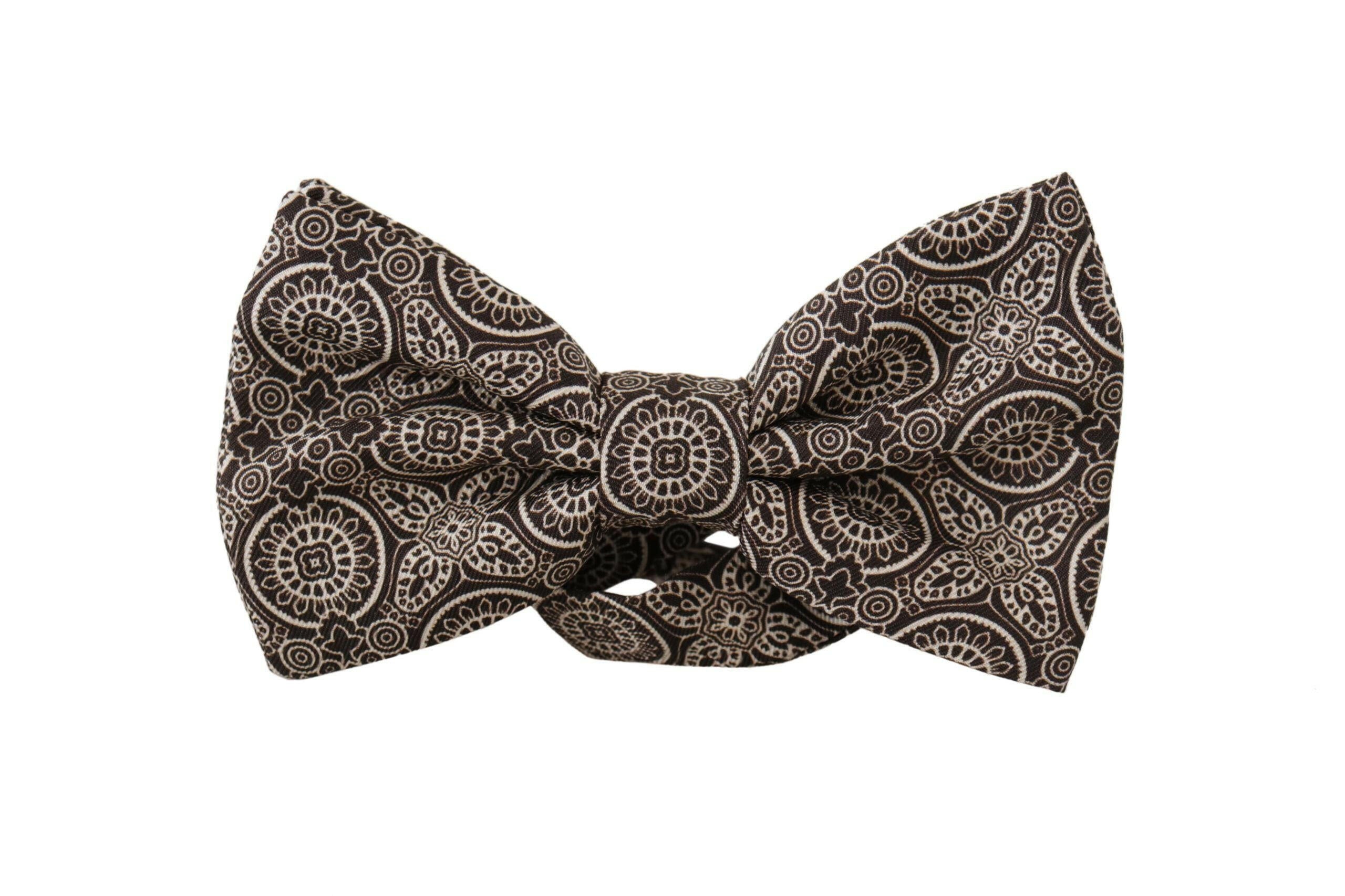 Dolce & Gabbana Black white 100% Silk Adjustable Neck Papillon Tie -  Neckties, Men -  Dolce & Gabbana.