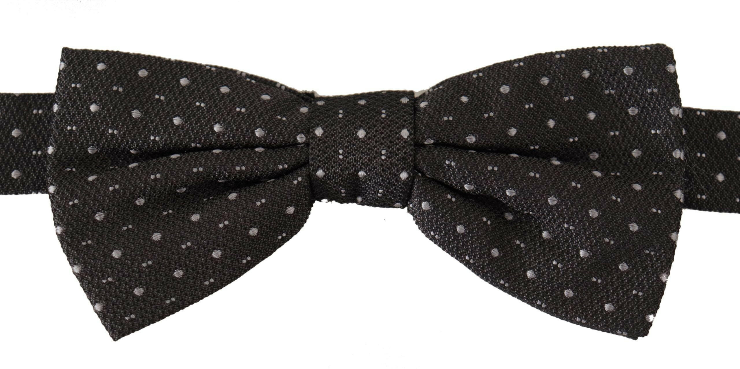 Dolce & Gabbana Gray Polka Dot 100% Silk Neck Papillon Tie -  Neckties, Men -  Dolce & Gabbana. Dolce & Gabbana Gray Polka Dot 100% Silk Neck Papillon Tie -  Neckties, Men -  Dolce & Gabbana.