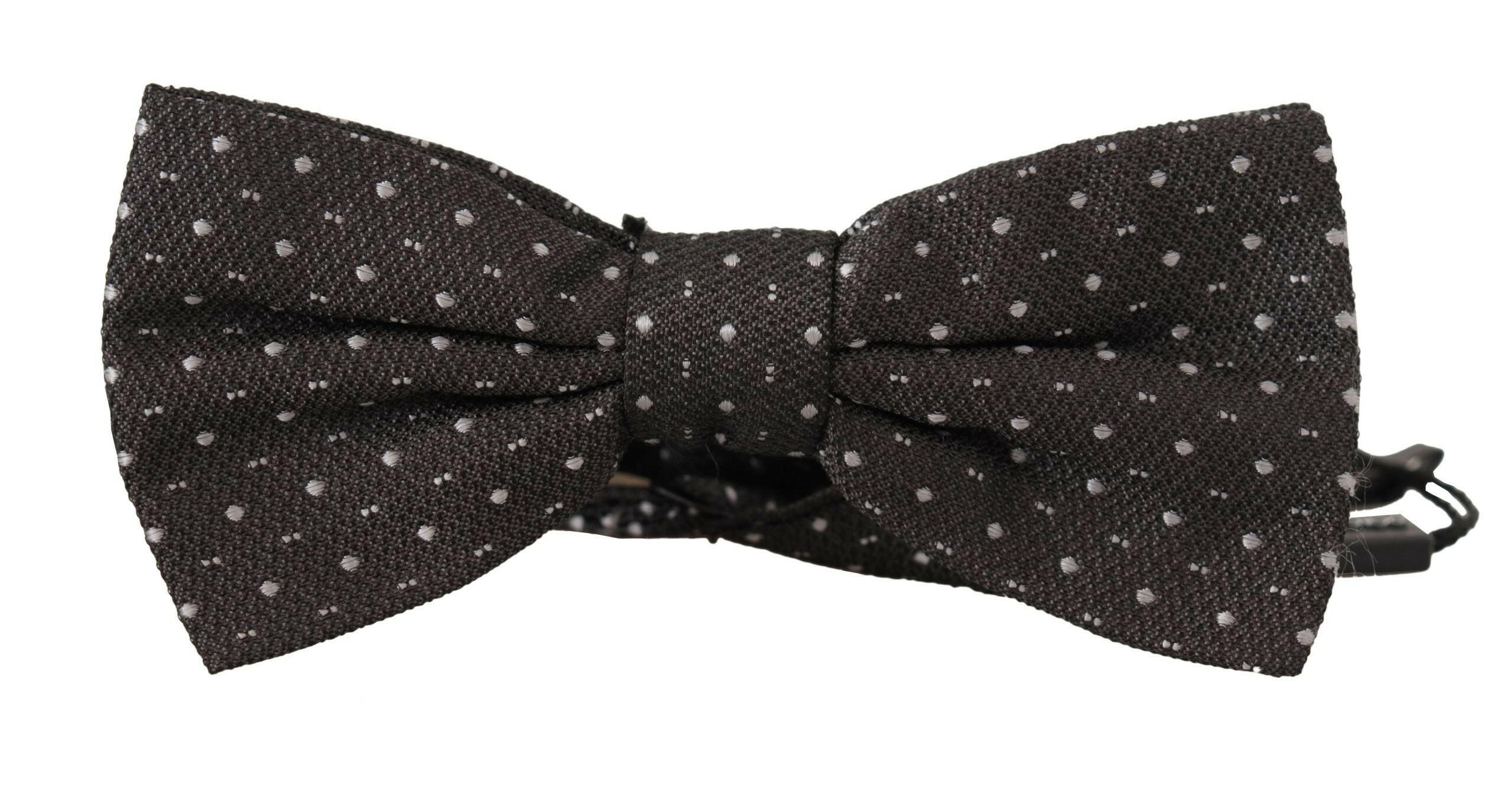 Dolce & Gabbana Gray Polka Dot 100% Silk Neck Papillon Tie -  Neckties, Men -  Dolce & Gabbana.