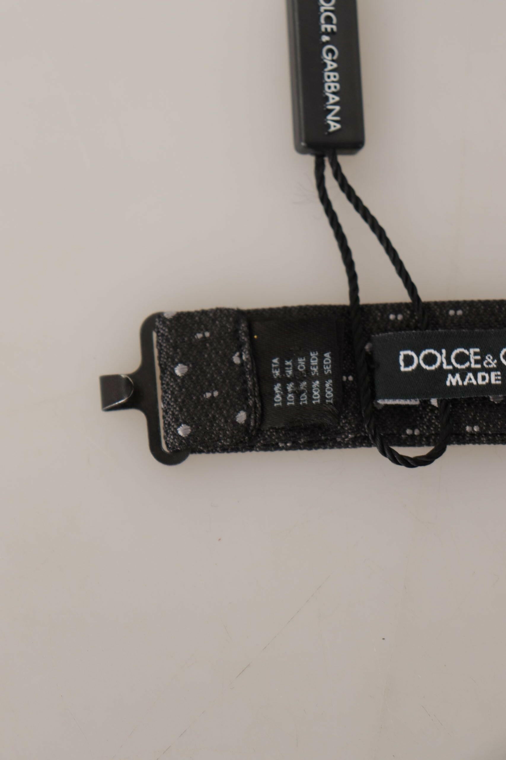 Dolce & Gabbana Gray Polka Dot 100% Silk Neck Papillon Tie -  Neckties, Men -  Dolce & Gabbana. Dolce & Gabbana Gray Polka Dot 100% Silk Neck Papillon Tie -  Neckties, Men -  Dolce & Gabbana.