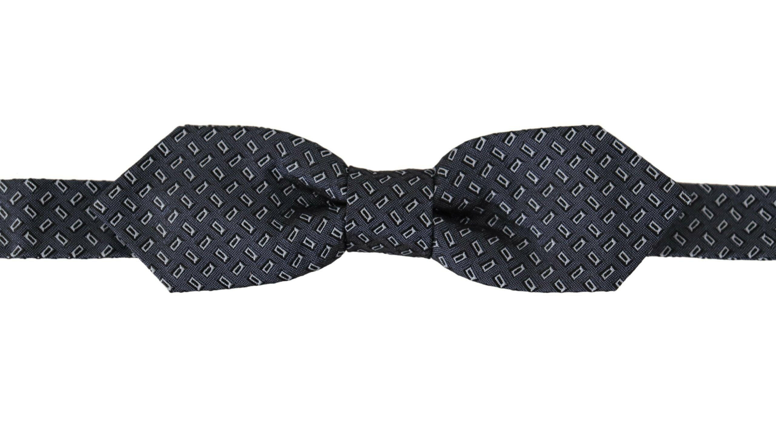 Dolce & Gabbana Blue Gray Polka Dot 100% Silk Neck Papillon Tie -  Neckties, Men -  Dolce & Gabbana.