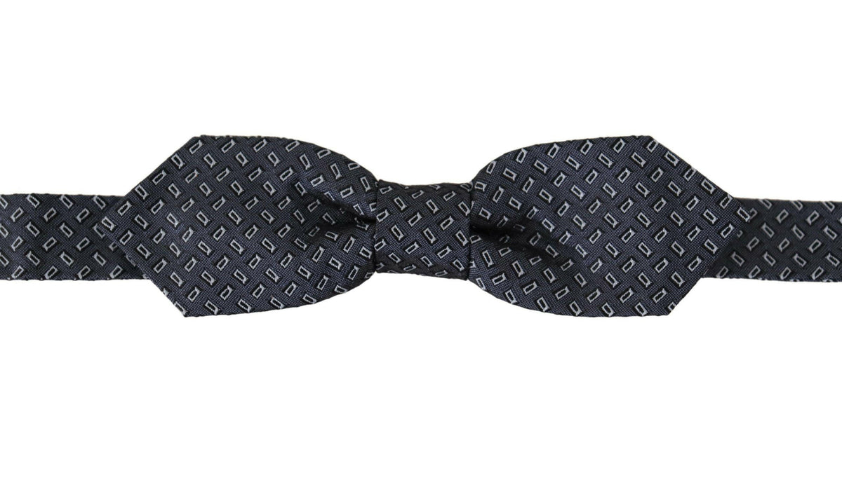 Dolce & Gabbana Blue Gray Polka Dot 100% Silk Neck Papillon Tie -  Neckties, Men -  Dolce & Gabbana.