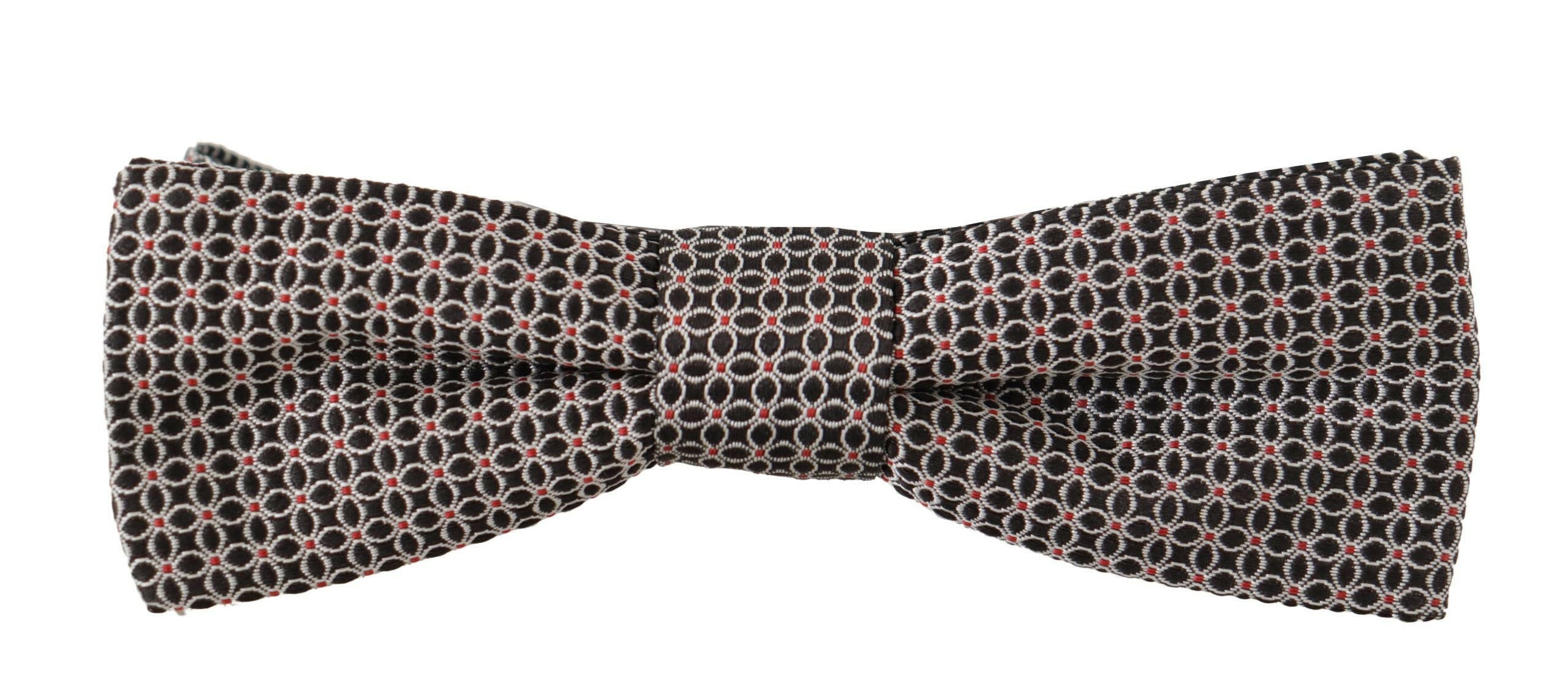 Dolce & Gabbana Black White Flower Pattern Silk Neck Papillon Tie -  Neckties, Men -  Dolce & Gabbana.