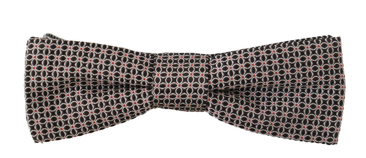 Dolce & Gabbana Black White Flower Pattern Silk Neck Papillon Tie -  Neckties, Men -  Dolce & Gabbana.