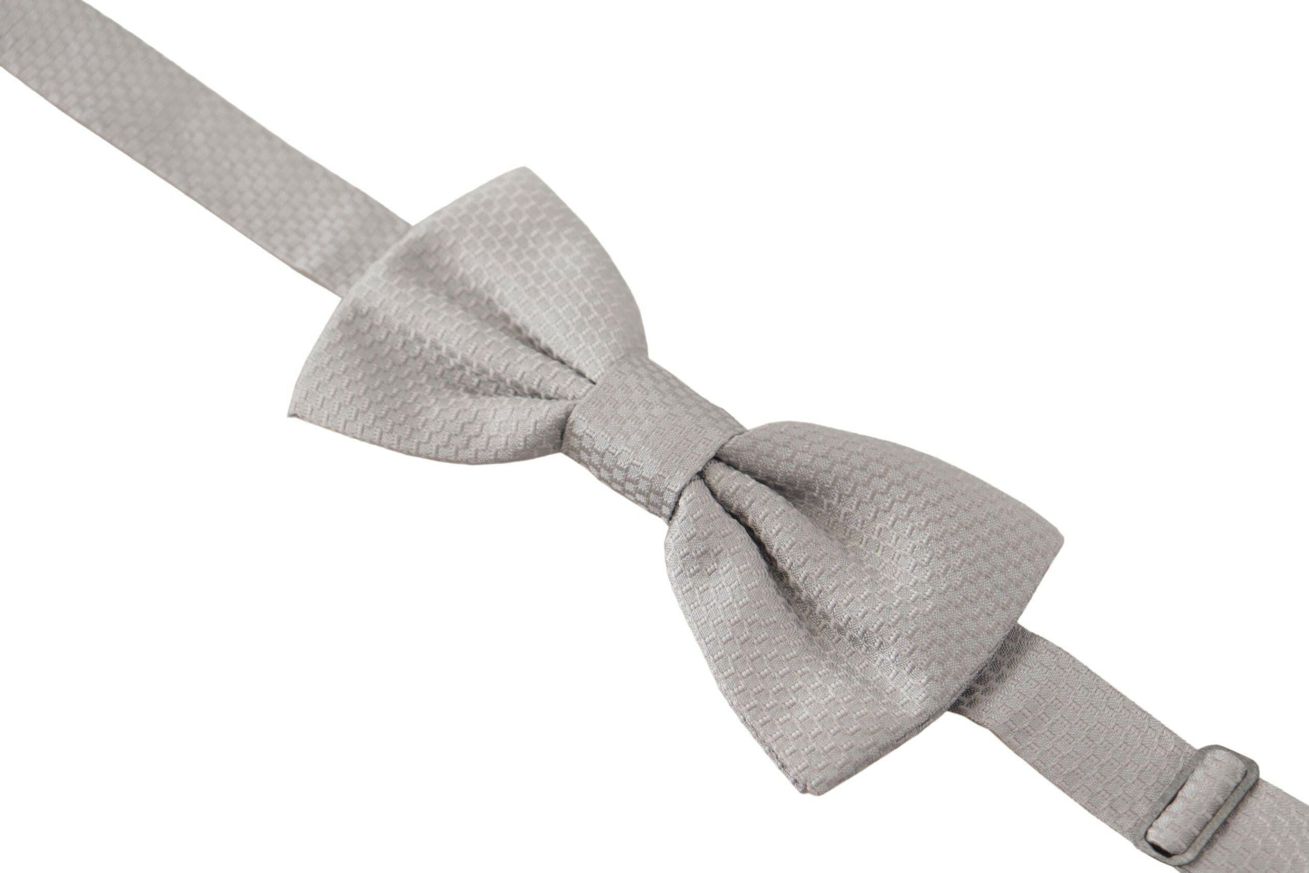 Dolce & Gabbana Gray 100% Silk Adjustable Neck Papillon Tie -  Neckties, Men -  Dolce & Gabbana. Dolce & Gabbana Gray 100% Silk Adjustable Neck Papillon Tie -  Neckties, Men -  Dolce & Gabbana.