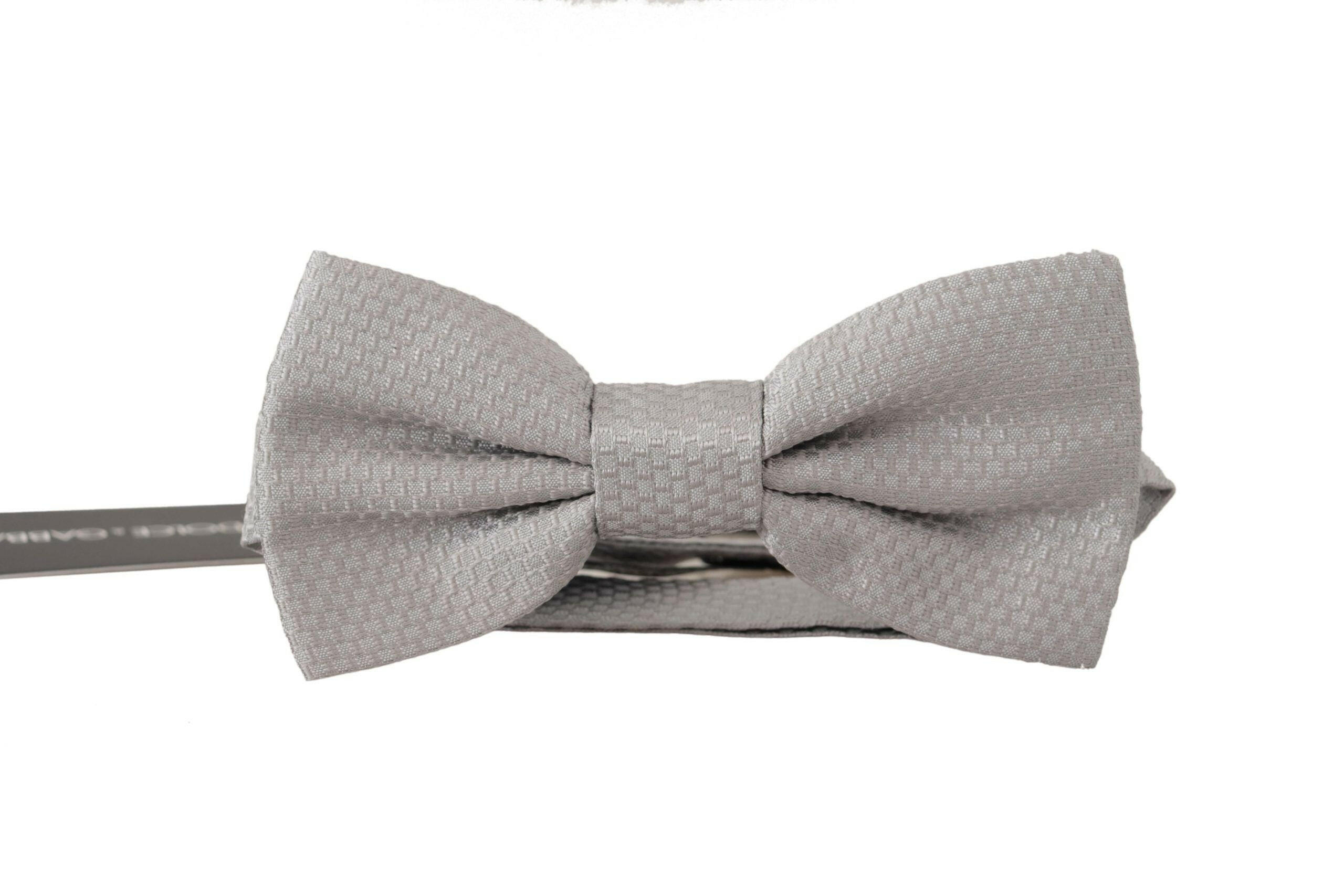 Dolce & Gabbana Gray 100% Silk Adjustable Neck Papillon Tie -  Neckties, Men -  Dolce & Gabbana.