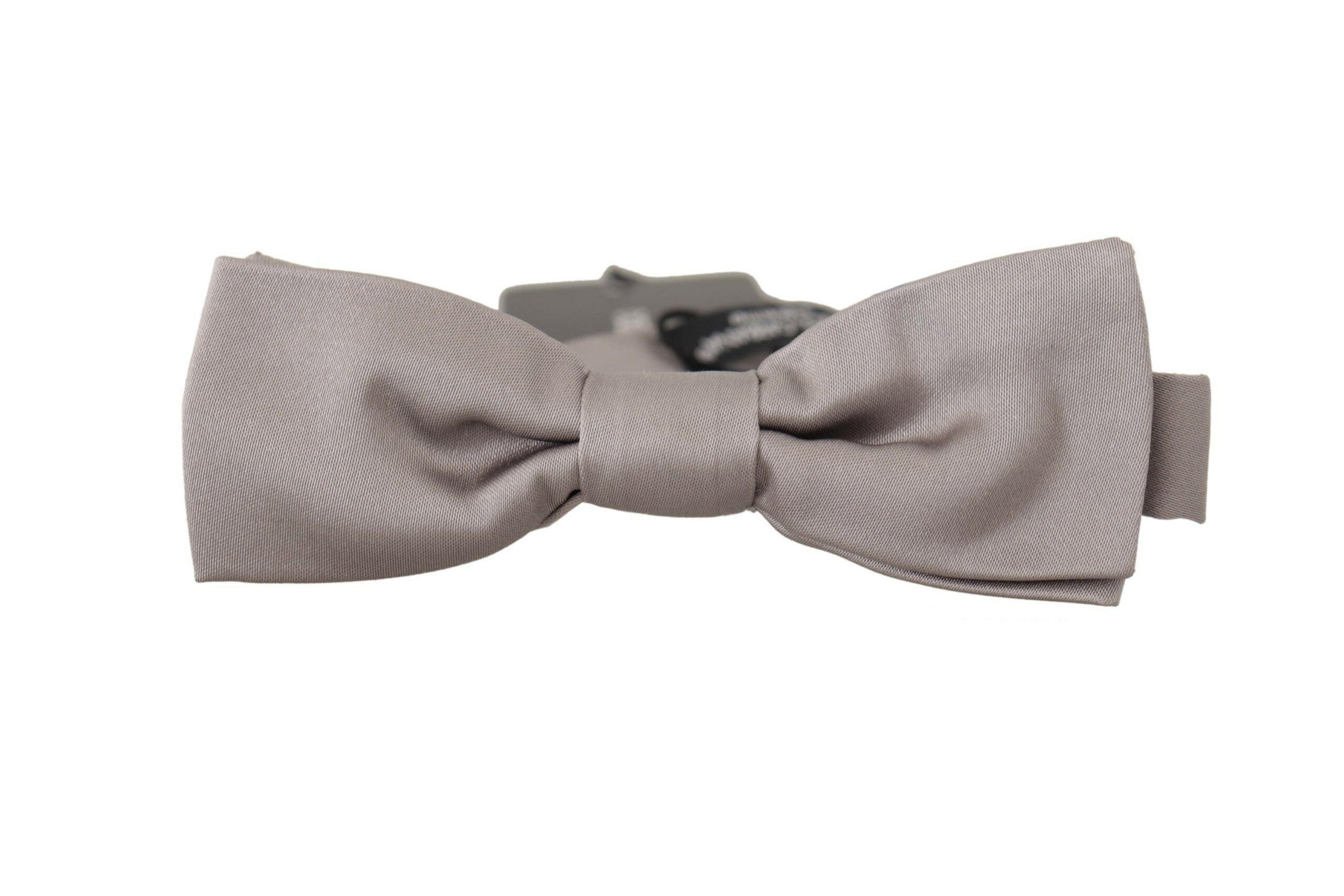 Dolce & Gabbana Silver 100% Silk Slim Adjustable Neck Papillon Tie -  Neckties, Men -  Dolce & Gabbana.