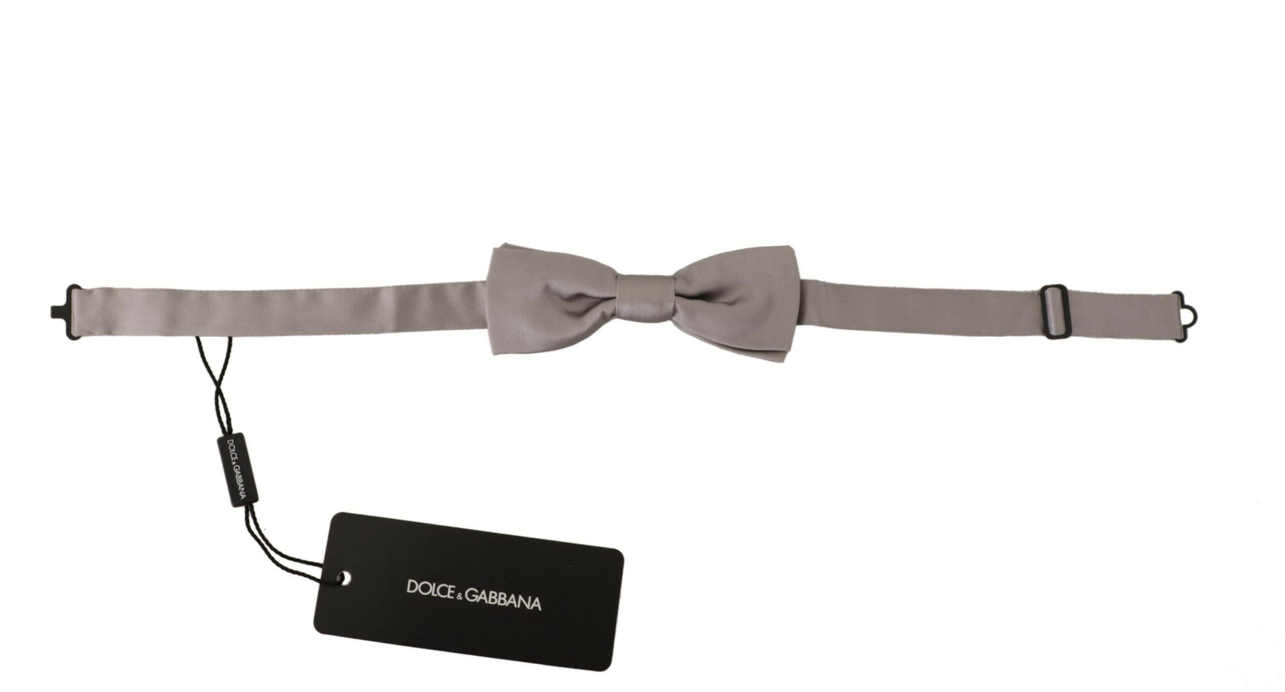 Dolce & Gabbana Silver 100% Silk Slim Adjustable Neck Papillon Tie -  Neckties, Men -  Dolce & Gabbana. Dolce & Gabbana Silver 100% Silk Slim Adjustable Neck Papillon Tie -  Neckties, Men -  Dolce & Gabbana.