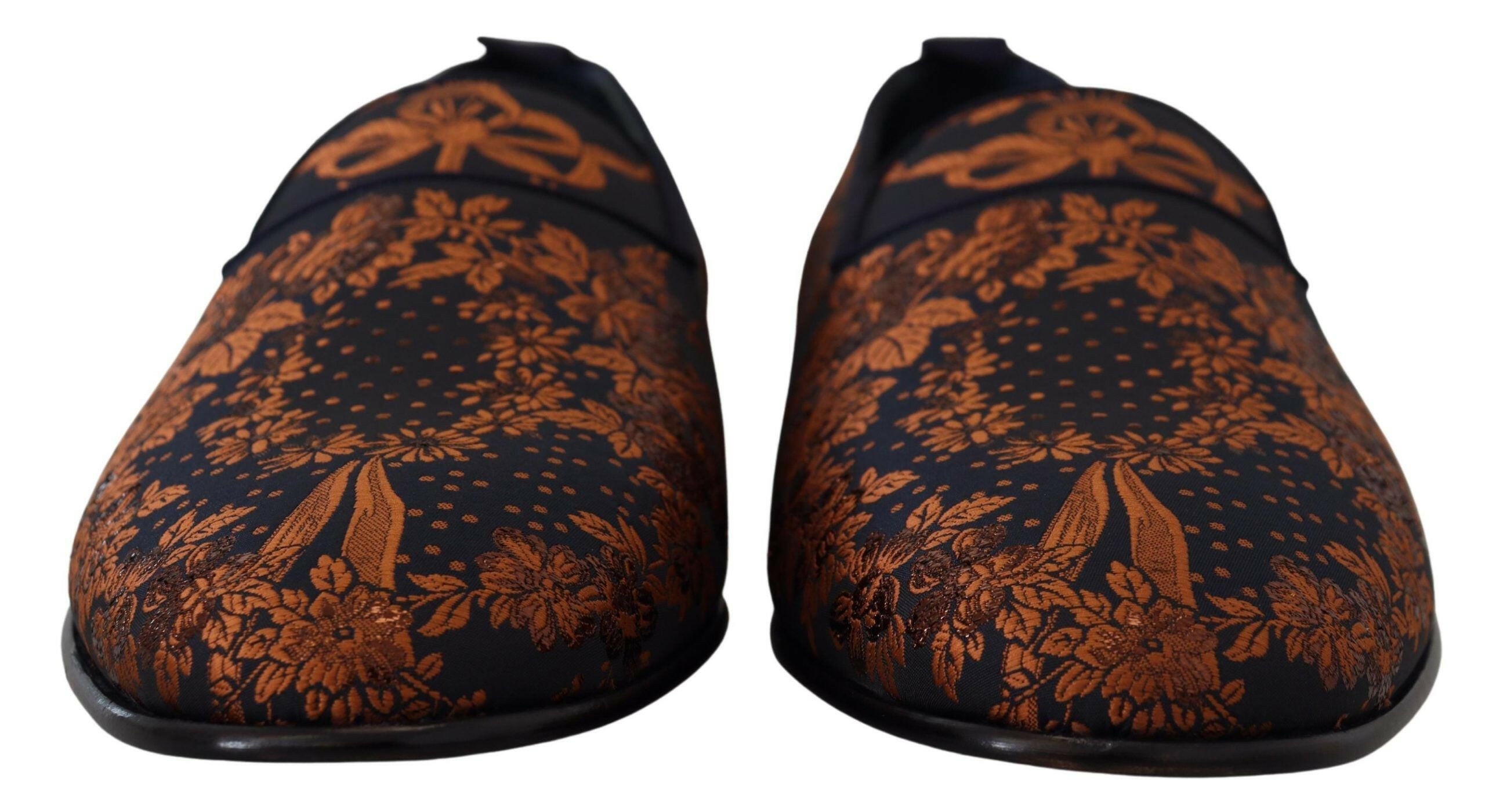 Dolce & Gabbana Blue Rust Floral Slippers Loafers Shoes -   -  Dolce & Gabbana. Dolce & Gabbana Blue Rust Floral Slippers Loafers Shoes -   -  Dolce & Gabbana.
