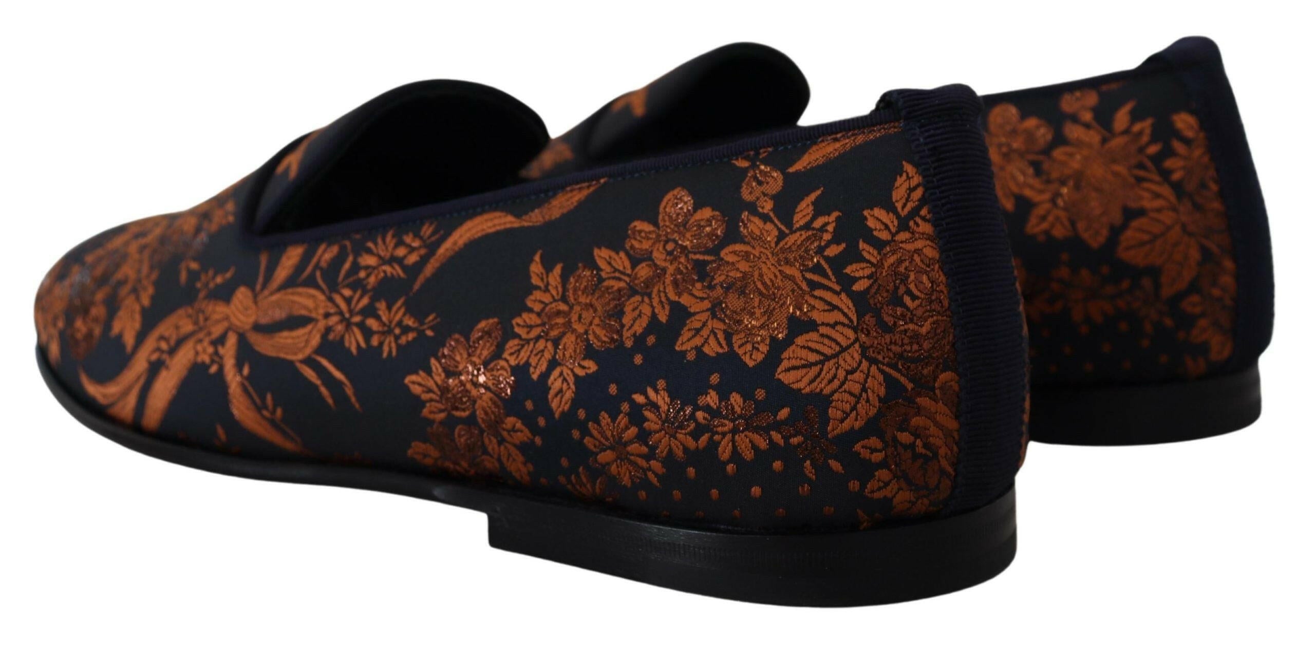 Dolce & Gabbana Blue Rust Floral Slippers Loafers Shoes -   -  Dolce & Gabbana. Dolce & Gabbana Blue Rust Floral Slippers Loafers Shoes -   -  Dolce & Gabbana.