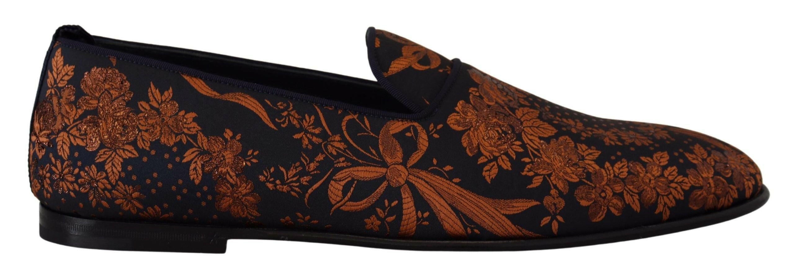 Dolce & Gabbana Blue Rust Floral Slippers Loafers Shoes -   -  Dolce & Gabbana.
