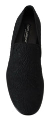Dolce & Gabbana Black Floral Jacquard Slippers Loafers Shoes -   -  Dolce & Gabbana.