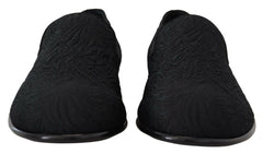 Dolce & Gabbana Black Floral Jacquard Slippers Loafers Shoes -   -  Dolce & Gabbana.