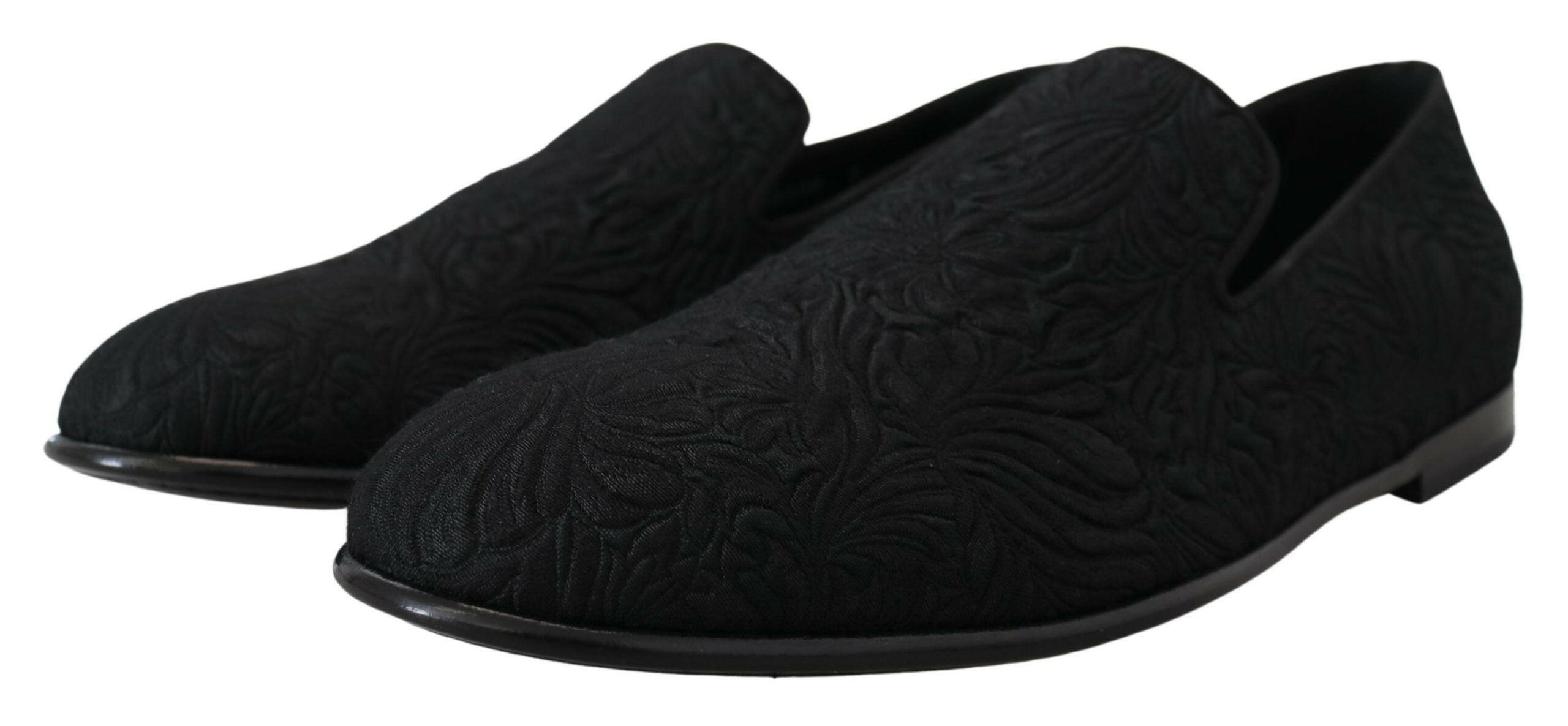 Dolce & Gabbana Black Floral Jacquard Slippers Loafers Shoes -   -  Dolce & Gabbana. Dolce & Gabbana Black Floral Jacquard Slippers Loafers Shoes -   -  Dolce & Gabbana.