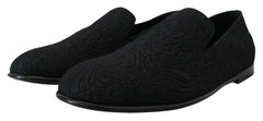 Dolce & Gabbana Black Floral Jacquard Slippers Loafers Shoes -   -  Dolce & Gabbana.